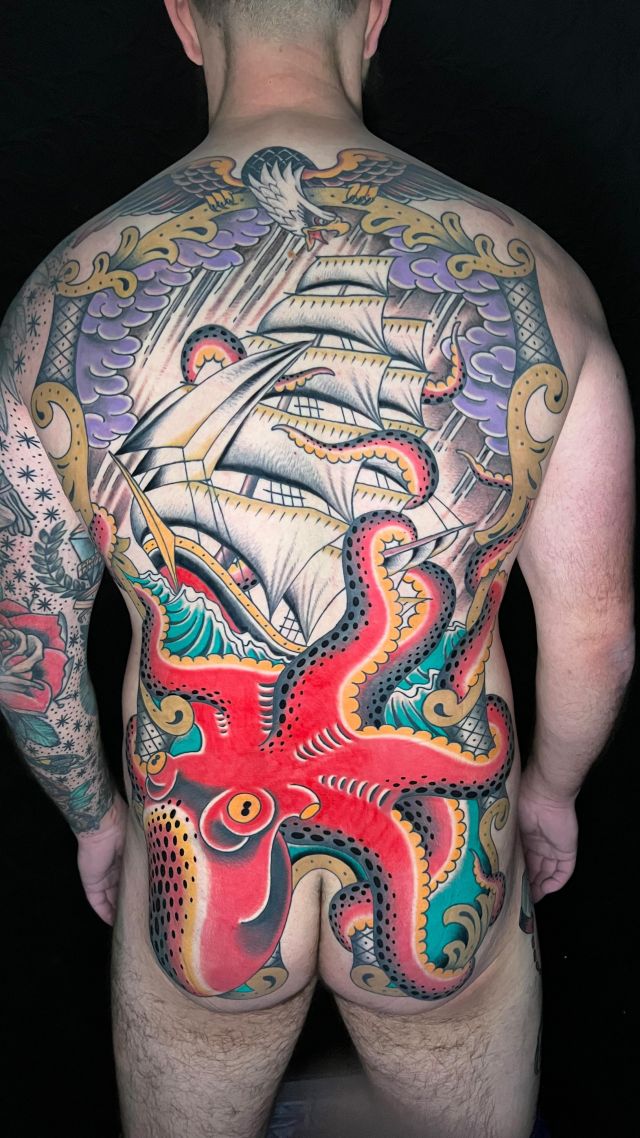 kraken back tattoo